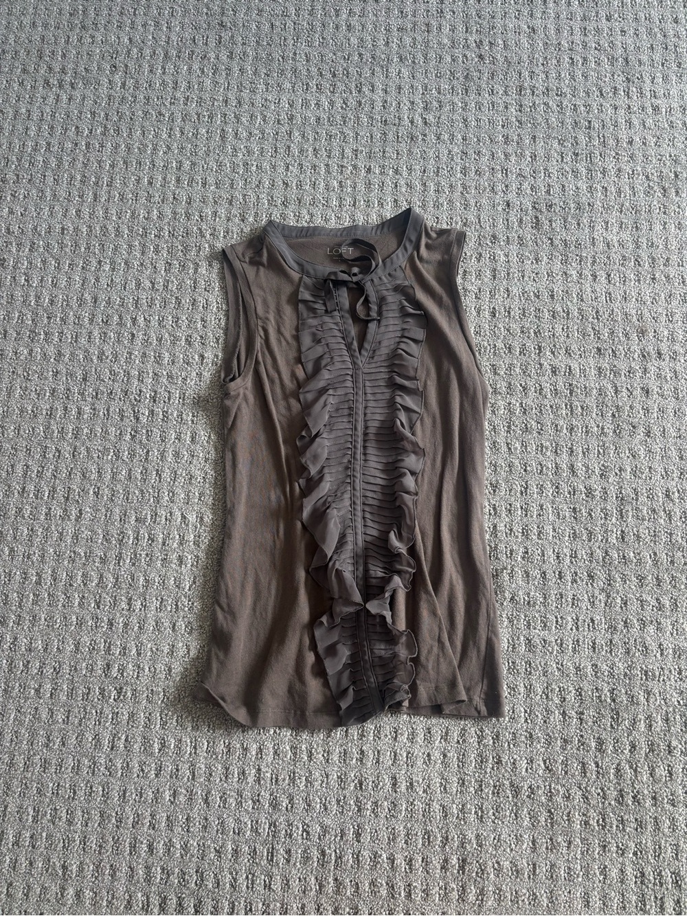 LOFT Ruffle Front Sleeveless Top - Brown